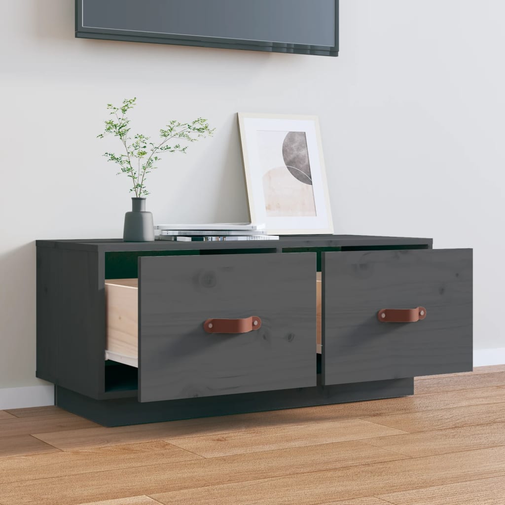 vidaXL Tv-meubel 80x34x35 cm massief grenenhout grijs afbeelding