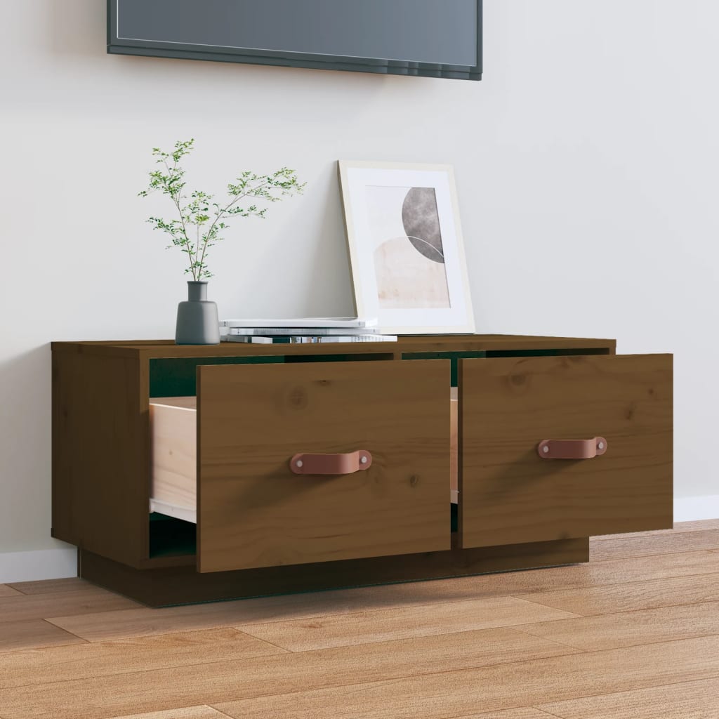 vidaXL Tv-meubel 80x34x35 cm massief grenenhout honingbruin afbeelding
