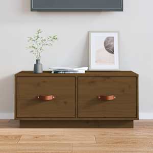 TV skříňka medově hnědá 80 x 34 x 35 cm masivní borové dřevo