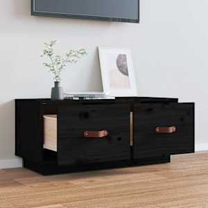 TV skříňka černá 80 x 34 x 35 cm masivní borové dřevo - obrázek 3