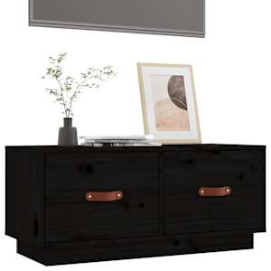 TV skříňka černá 80 x 34 x 35 cm masivní borové dřevo - obrázek 4