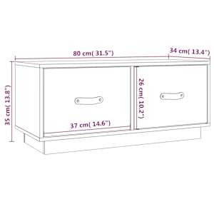 TV skříňka černá 80 x 34 x 35 cm masivní borové dřevo - obrázek 10