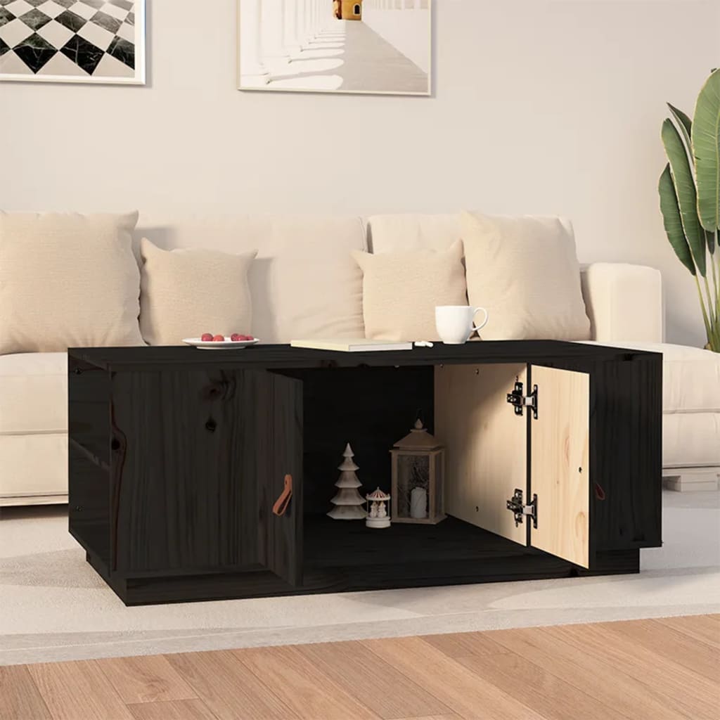 vidaXL Salontafel 100x50x41 cm massief grenenhout zwart afbeelding