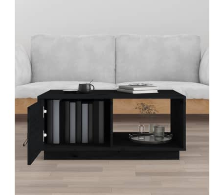 vidaXL Salontafel 80x50x35,5 cm massief grenenhout zwart
