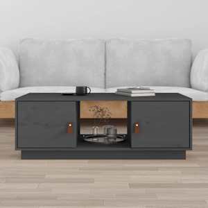 Klubska mizica siva 100x50x35 cm trdna borovina