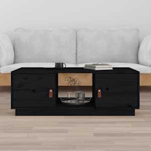 Klubska mizica črna 100x50x35 cm trdna borovina