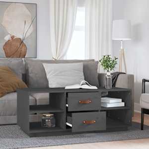 Konferenční stolek šedý 100 x 50 x 41 cm masivní borové dřevo - obrázek 3