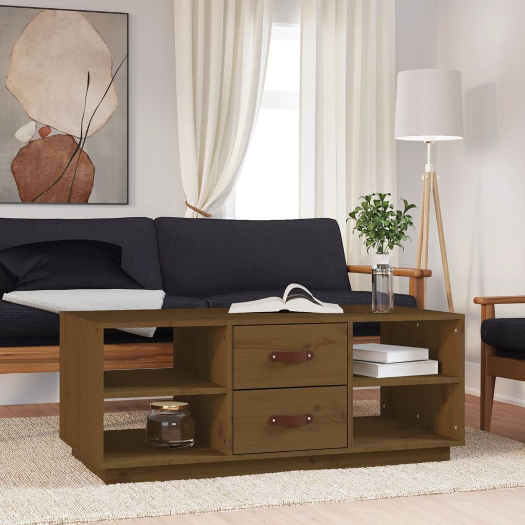 vidaXL sofabord 100x50x41 cm massivt fyrretræ gyldenbrun