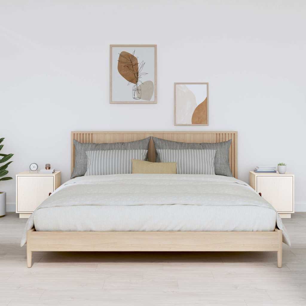 vidaXL sengeborde 2 stk. 40x34x45 cm massivt fyrretræ hvid