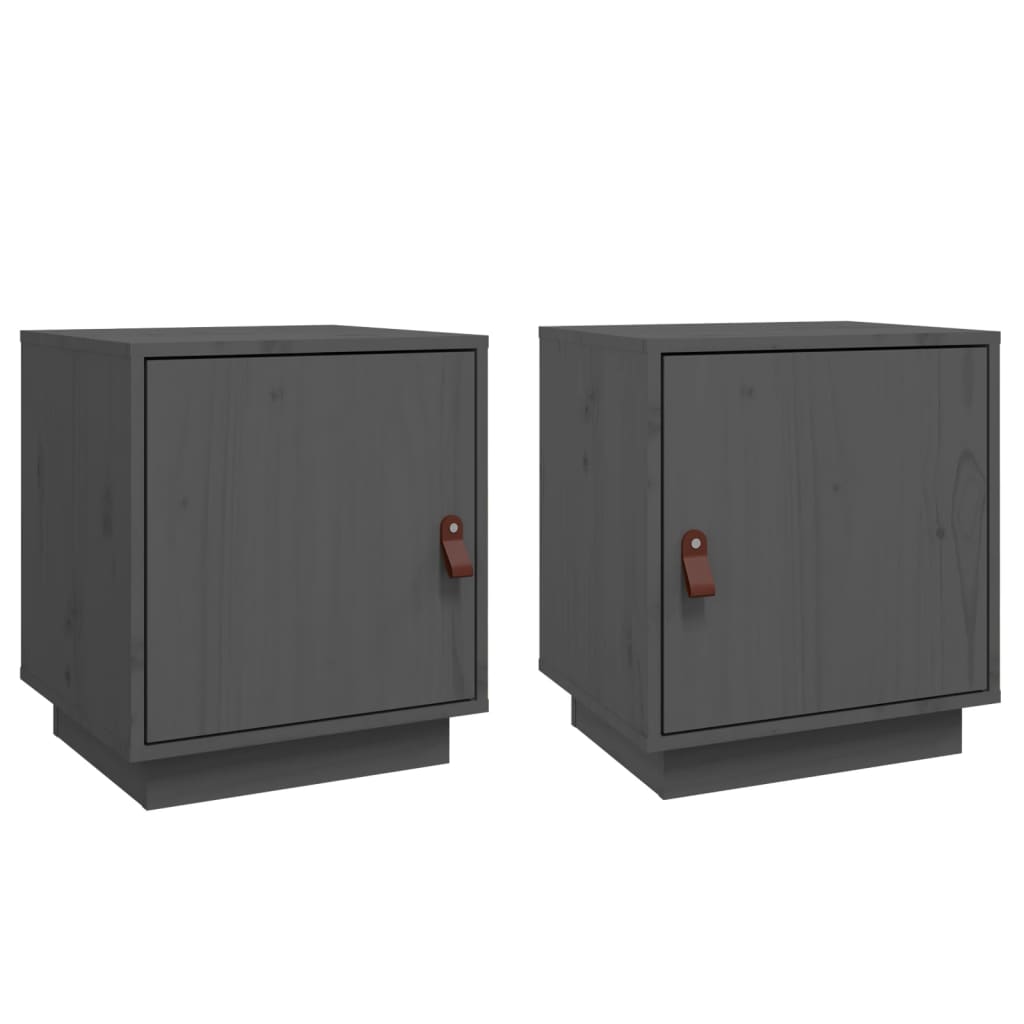 vidaXL NoÄŤnĂ­ stolky 2 ks ĹˇedĂ© 40 x 34 x 45 cm masivnĂ­ borovĂ© dĹ™evo