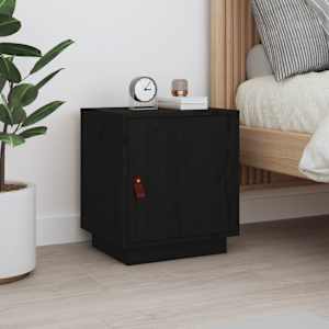 Nočna omarica črna 40x34x45 cm trdna borovina