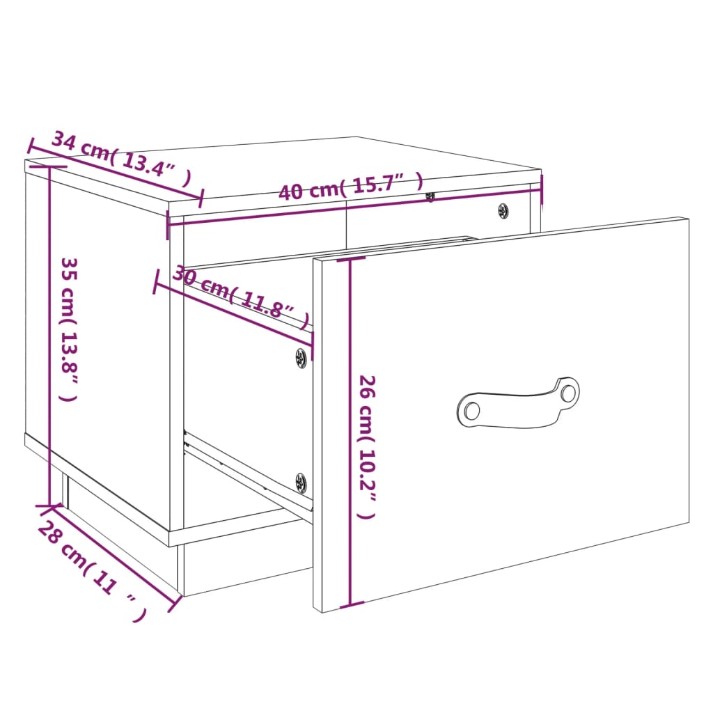 Nachttisch Weiß 40x34x35 cm Massivholz Kiefer | Stepinfit