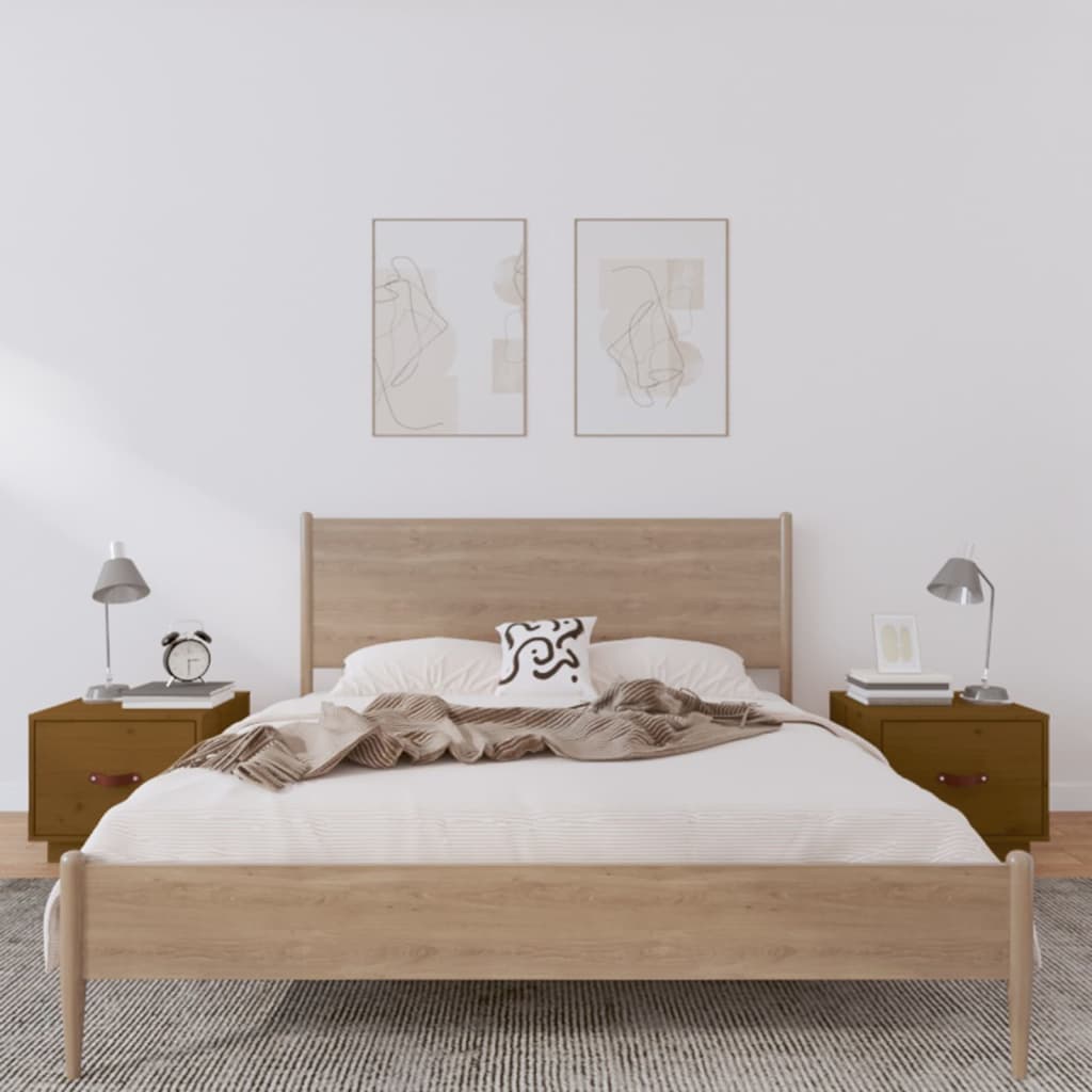 Image of Comodini 2 pz ambra 40x34x35 cm in Legno Massello di Pino 818292