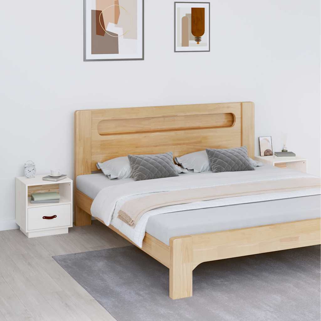 vidaXL Szafki nocne, 2 szt., bia�e, 40x34x45 cm, lite drewno sosnowe