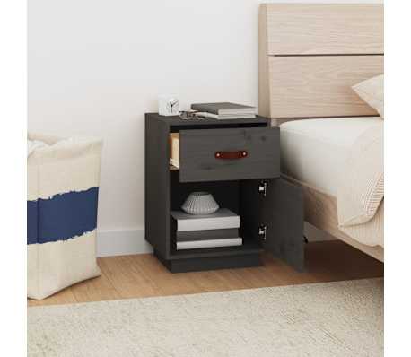 vidaXL Table de chevet Gris 40x34x55 cm Bois de pin massif