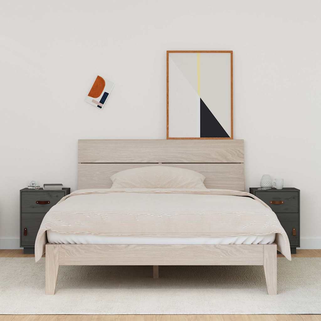 vidaXL sengeborde 2 stk. 40x34x55 cm massivt fyrretræ grå