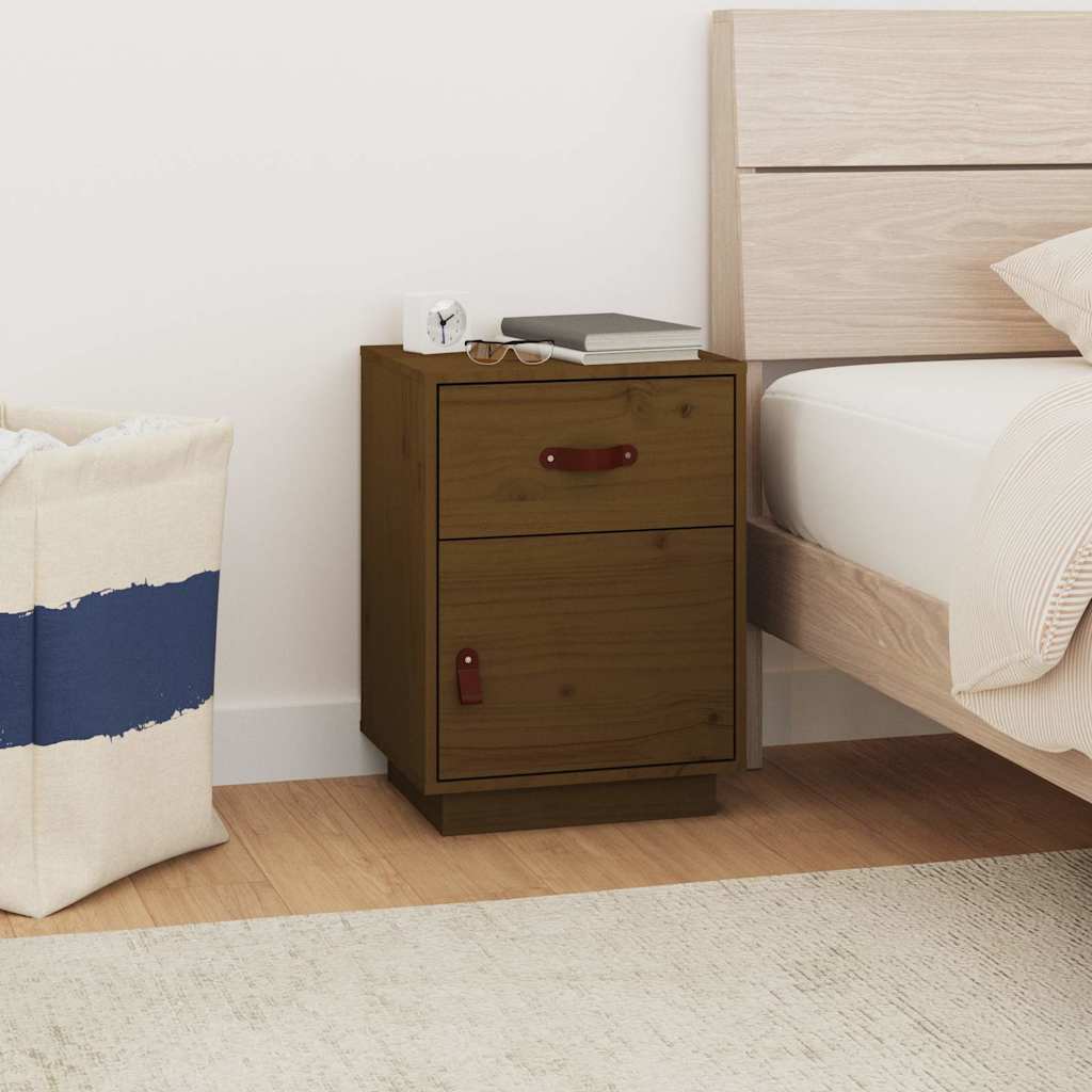 vidaXL Szafka nocna, miodowy br�z, 40x34x55 cm, lite drewno sosnowe