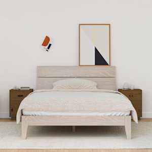 Nočna omarica 2 kosa medeno rjava 40x34x55 cm trdna borovina