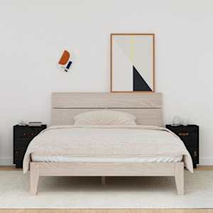 Nočna omarica 2 kosa črna 40x34x55 cm trdna borovina