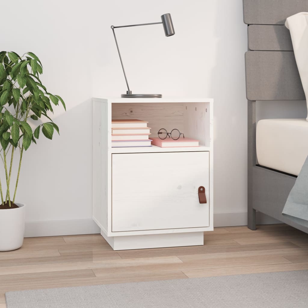 vidaXL Szafka nocna, bia�a, 40x34x55 cm, lite drewno sosnowe
