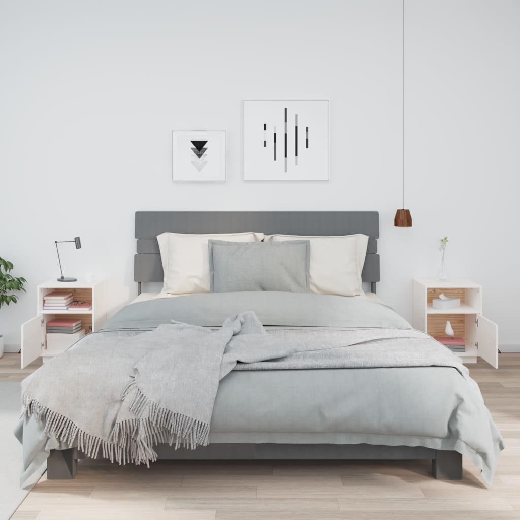 vidaXL Nočné stolíky 2 ks biele 40x34x35 cm borovicový masív