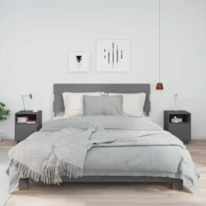 Nočna omarica 2 kosa siva 40x34x55 cm trdna borovina