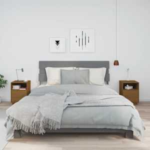 Nočna omarica 2 kosa medeno rjava 40x34x55 cm trdna borovina