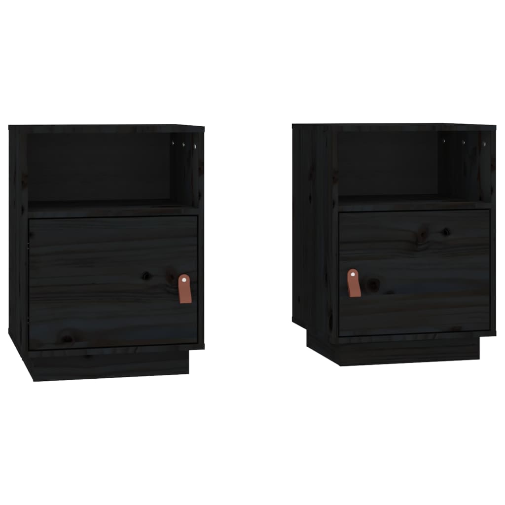 vidaXL Noční stolky 2 ks černé 40 x 34 x 55 cm masivní borové dřevo