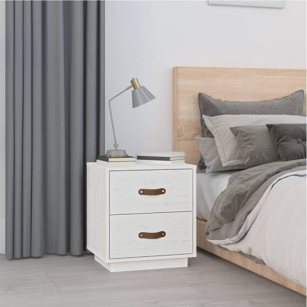 vidaXL 2 db fehér tömör fenyőfa éjjeliszekrény 40 x 34 x 45 cm