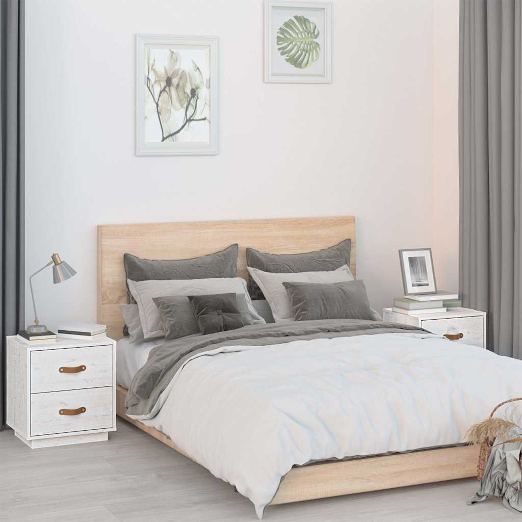  vidaXL sengeborde 2 stk. 40x34x45 cm massivt fyrretræ hvid