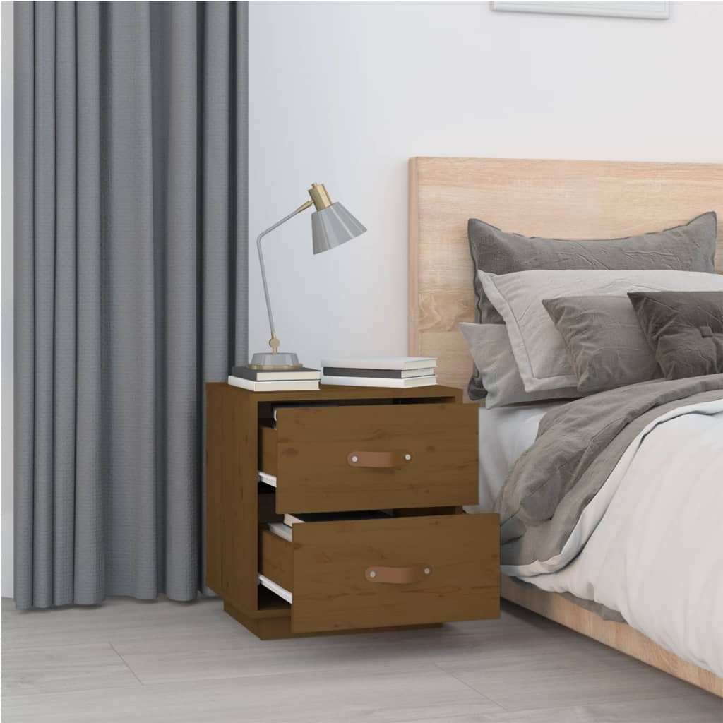 vidaXL Nachtkastje 40x34x45 cm massief grenenhout honingbruin afbeelding