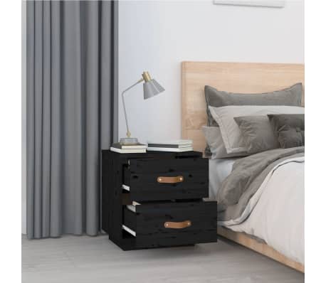 &nbsp;vidaXL Nachttisch Schwarz 40x34x45 cm Massivholz Kiefer
