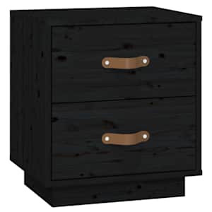 Noční stolky 2 ks černé 40 x 34 x 45 cm masivní borové dřevo - obrázek 6