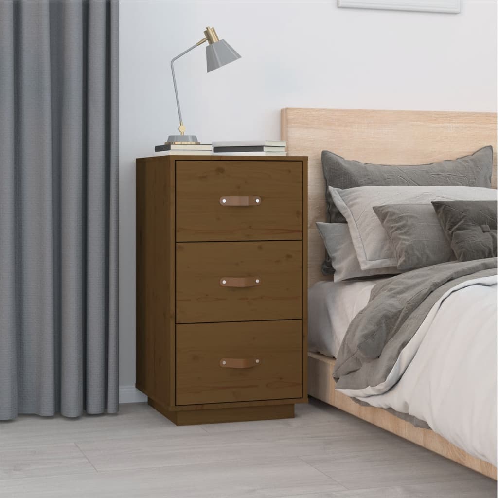 vidaXL Nachtkastjes 2 st 40x40x75 cm massief grenenhout honingbruin afbeelding