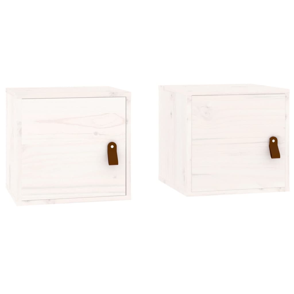Dulapuri de perete, 2 buc., alb, 31,5x30x30 cm, lemn masiv pin
