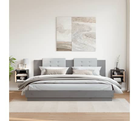 vidaXL Armoires murales 2 pcs Gris 31,5x30x30 cm Bois de pin massif