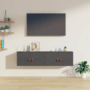Nástěnné skříňky 2 ks šedé 60 x 30 x 30 cm masivní borové dřevo - obrázek 1
