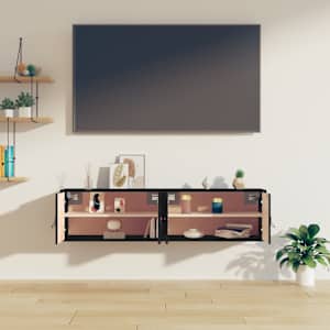 Nástěnné skříňky 2 ks černé 60 x 30 x 30 cm masivní borovice - obrázek 4