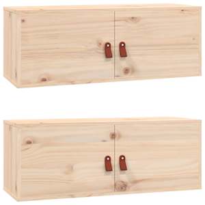 Nástěnné skříňky 2 ks 80 x 30 x 30 cm masivní borové dřevo - obrázek 2