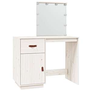 vidaXL tualettlaud LEDiga, valge, 95 x 50 x 133,5 cm, m&auml;nnipuit