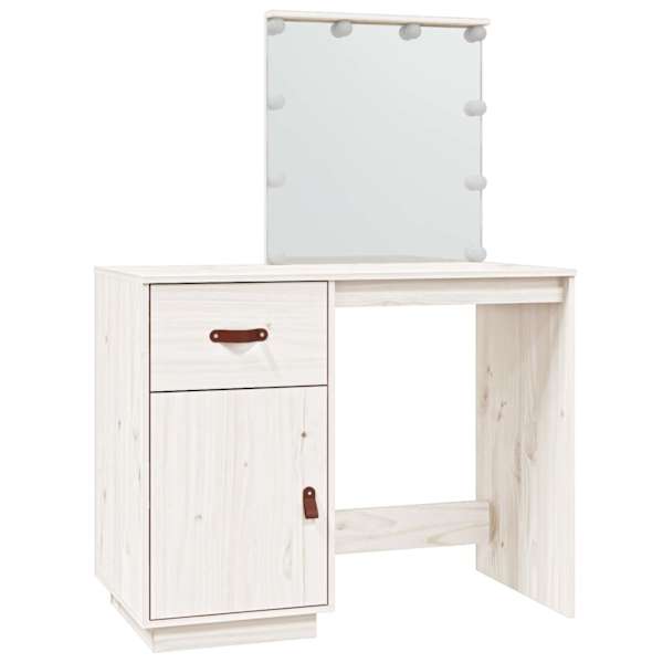 vidaXL tualettlaud LEDiga, valge, 95 x 50 x 133,5 cm, m&auml;nnipuit