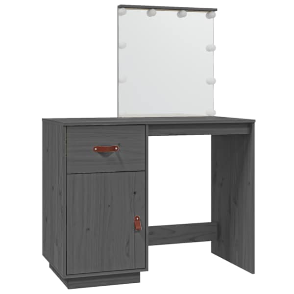 vidaXL tualettlaud LEDiga, hall, 95 x 50 x 133,5 cm, m&auml;nnipuit