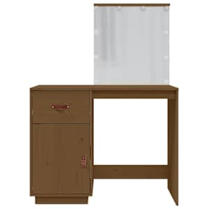 Toaletní stolek s LED medově hnědý 95x50x133,5 cm borovice - obrázek 6