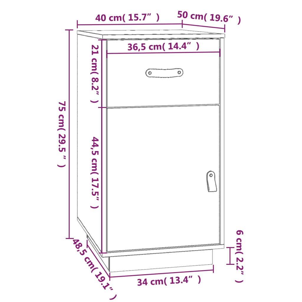 imagem de vidaXL Armário de secretária 40x50x75 cm pinho maciço branco11