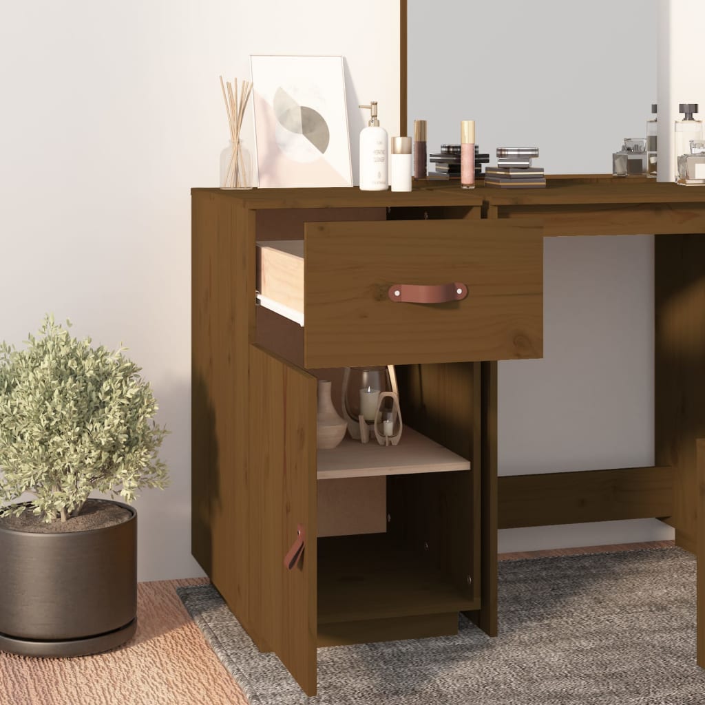 vidaXL Bureaukastje 40x50x75 cm massief grenenhout honingbruin afbeelding