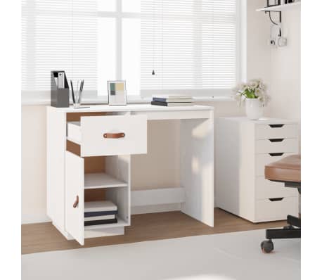 vidaXL Schreibtisch Weiß 95x50x75cm Massivholz Kiefer