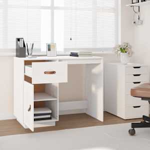 vidaXL Schreibtisch Weiß 95x50x75cm Massivholz Kiefer