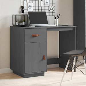 vidaXL Skrivebord gr&aring; 95x50x75 cm heltre furu