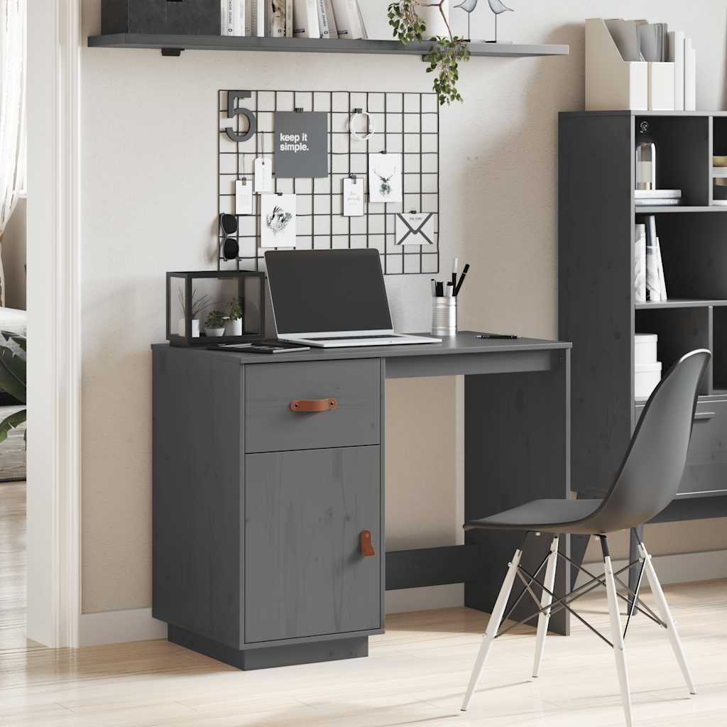 Bureau Gris 95x50x75 cm Bois massif de pin