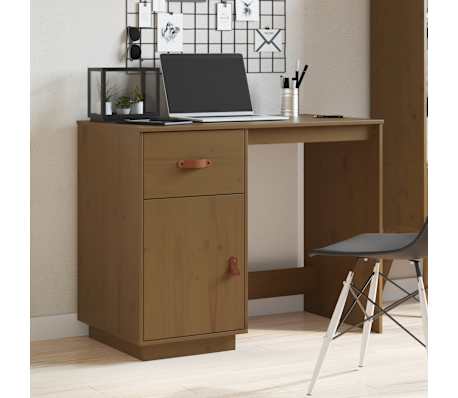 vidaXL Skrivebord honningbrun 95x50x75 cm heltre furu